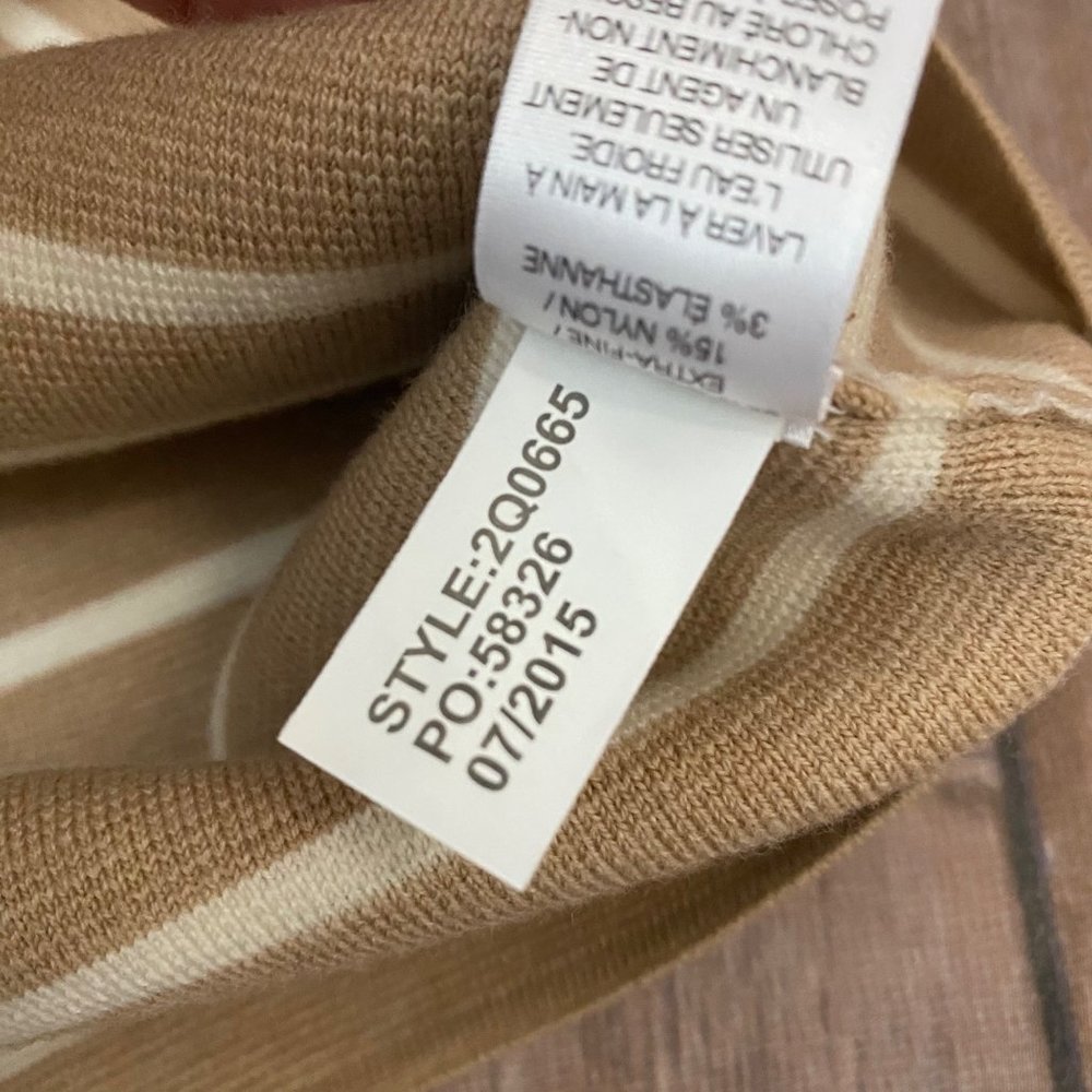 Vineyard Vines Tan White Stripe Merino Wool Sweater Dress - Picture 12 of 12